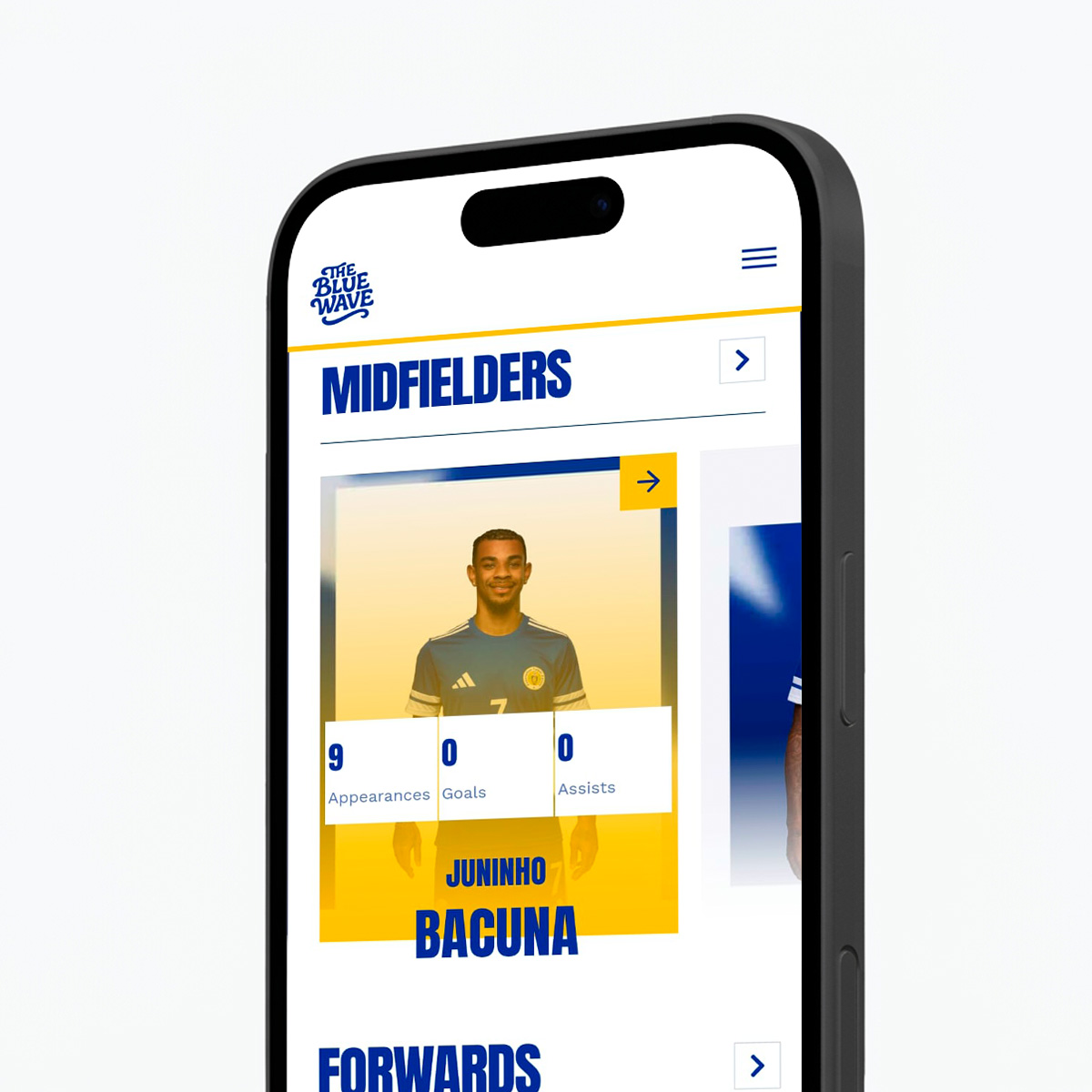 Blue Wave Midfielders screen on mobile